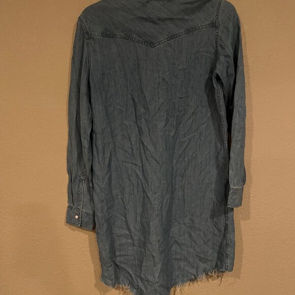 Rails Snap Front Denim Shirt Dress XS Blue Linen Blend Shirtdress Casual - Picture 5 of 7